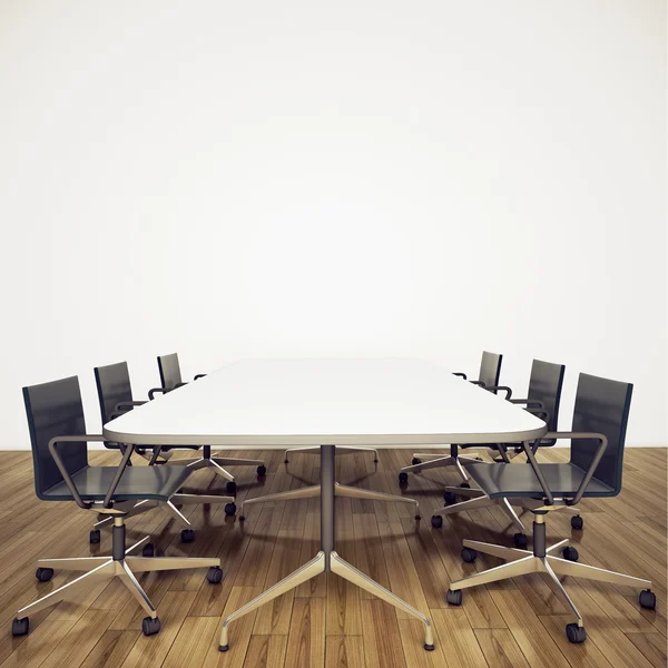 Mesa de escritório interior moderno mínimo e cadeiras — Fotografia de Stock