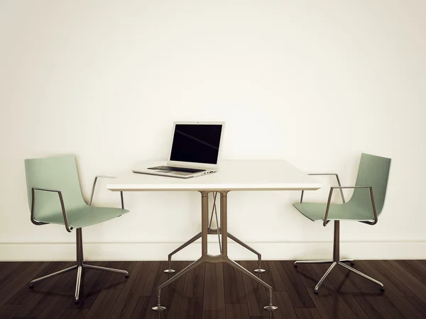 Mesa de escritório interior moderno mínimo e cadeiras — Fotografia de Stock