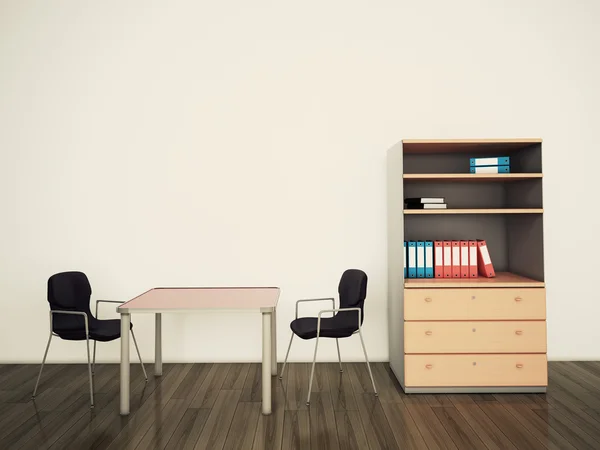 Tabela minimalnych nowoczesne wnętrza biurowe i krzesła — Zdjęcie stockowe