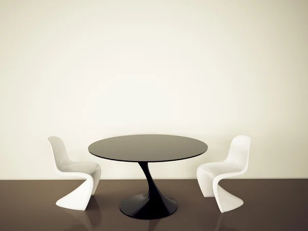 Mínimo moderno interior mesa de oficina y sillas —  Fotos de Stock
