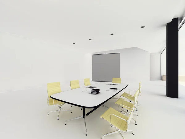 最小限のモダンなインテリアのオフィスのテーブルと椅子 — ストック写真