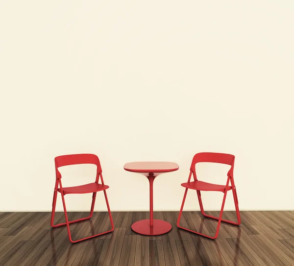 Minimální moderní interiér s krbem dvě židle — Stock fotografie