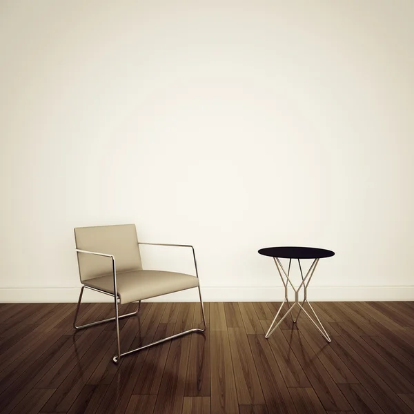 Fauteuil intérieur moderne minimal et table — Photo