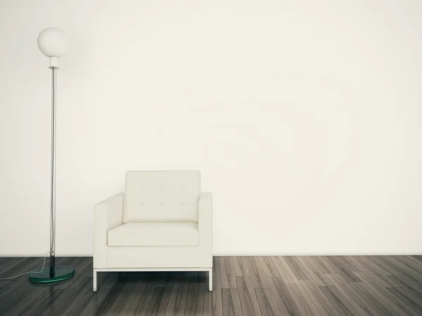 Chambre avec fauteuil et lampe — Photo