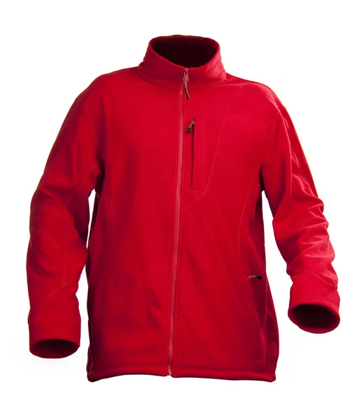 Red male fleece jacket isolated over white — Stock Photo, Image