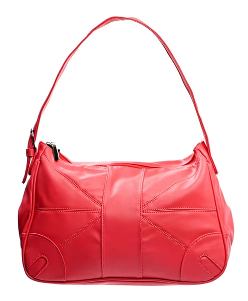 Red leather women bag isolated over white — Stock Photo, Image