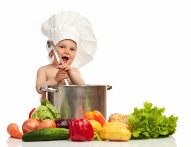 Little boy in chef's hat clipart