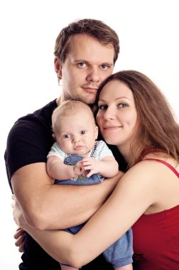 Young caucasian couple with two-month old son clipart