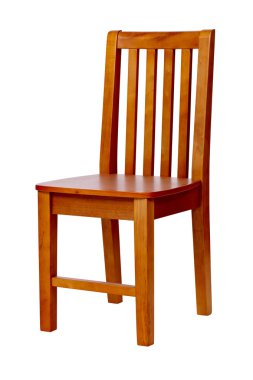 Wooden chair over white, with clipping path