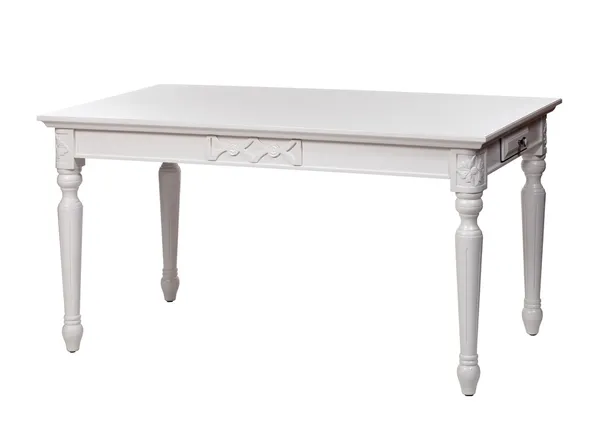 Elegante mesa blanca, con camino de recorte — Foto de Stock