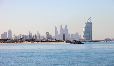 View of Burj Al Arab Hotel from Jumeirah beach clipart