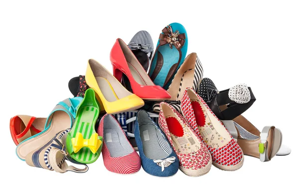 stock image Pile of various female summer shoes, with clipping path