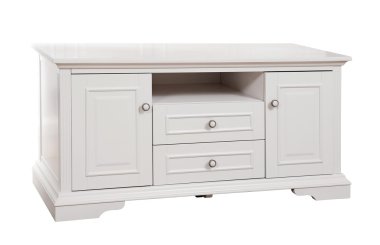 White wooden (TV) stand, with clipping path clipart