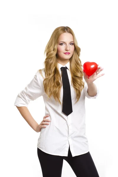 Woman with heart — Stock Photo, Image