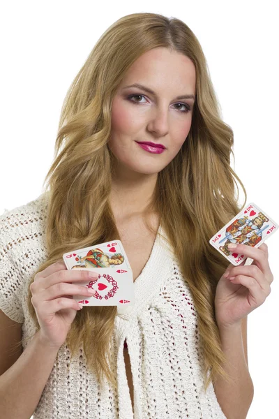 stock image Girl with playing card