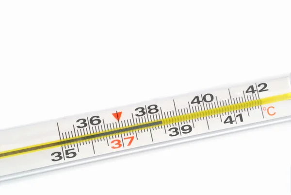 Stock image The clinical thermometer scale indicates high temperature