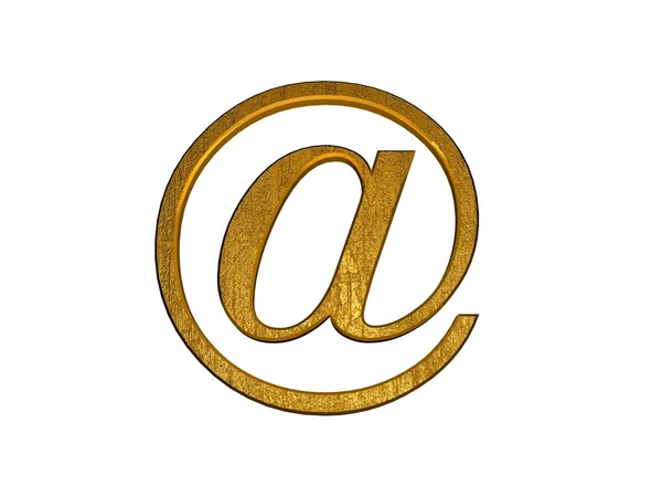 Golden 3d at email symbol — Stock Photo, Image