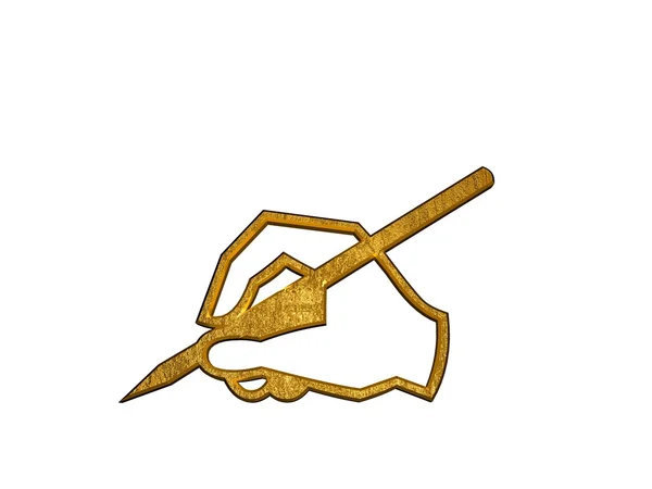 Altın kalem simgesi — Stok fotoğraf