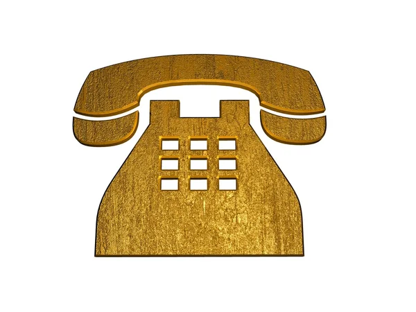 3D Golden Telephone Sign — Stock Photo, Image