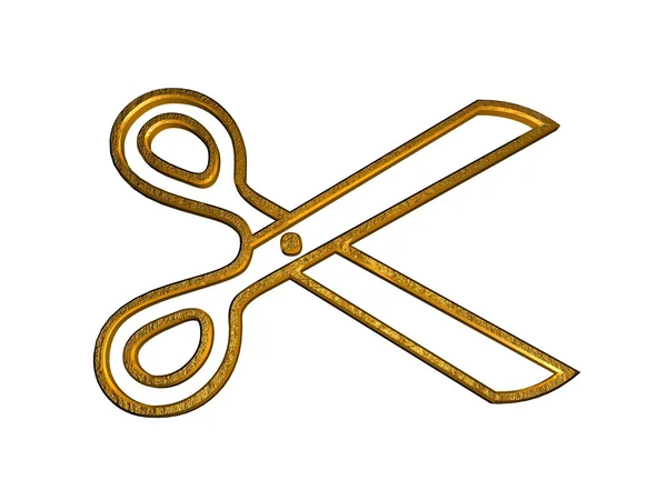 3D σύμβολο χρυσό ψαλίδι — Φωτογραφία Αρχείου