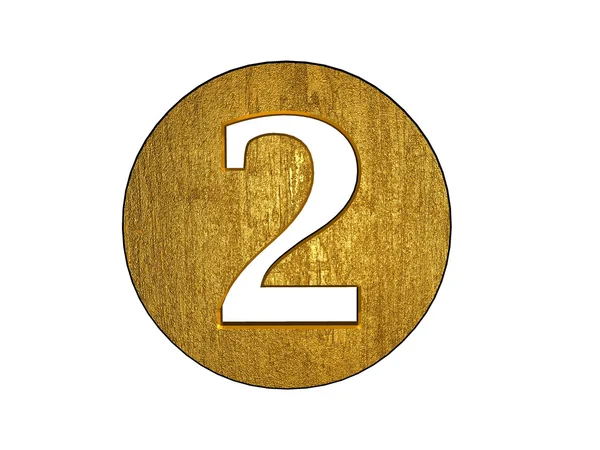 3d goldene zwei Zahl — Stockfoto