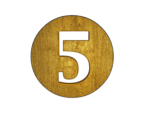3d dourado cinco número — Fotografia de Stock