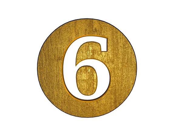 3d golden six number — Stock Photo, Image