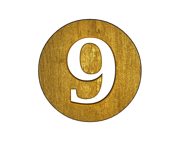3d golden nine number — Stock Photo, Image