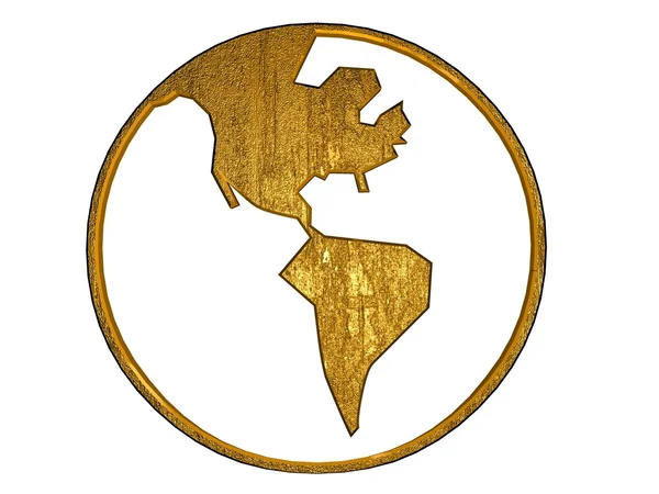 3D κόσμο χρυσό σύμβολο, Αμερική — Φωτογραφία Αρχείου