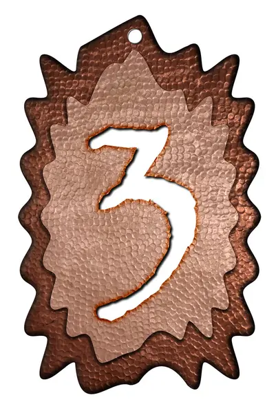 3D χάλκινο τρεις αριθμό — Φωτογραφία Αρχείου