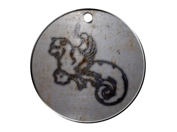 3d monster mythology, in metal medallion — Stock Photo, Image