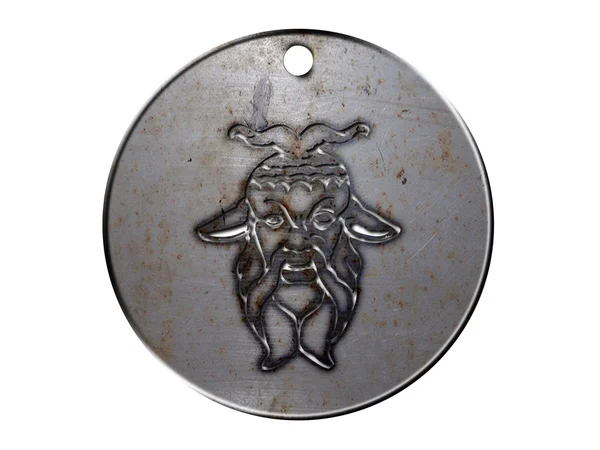 3d monstro mitologia, em medalhão de metal — Fotografia de Stock