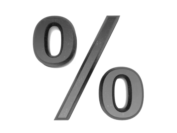 3D-symbool percentage in metaal op een witte achtergrond geïsoleerde. — Stockfoto