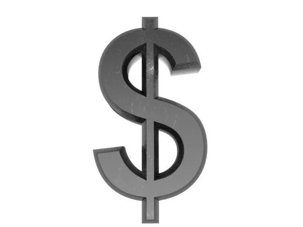 Símbolo 3d dólar en metal sobre un fondo blanco aislado . — Foto de Stock