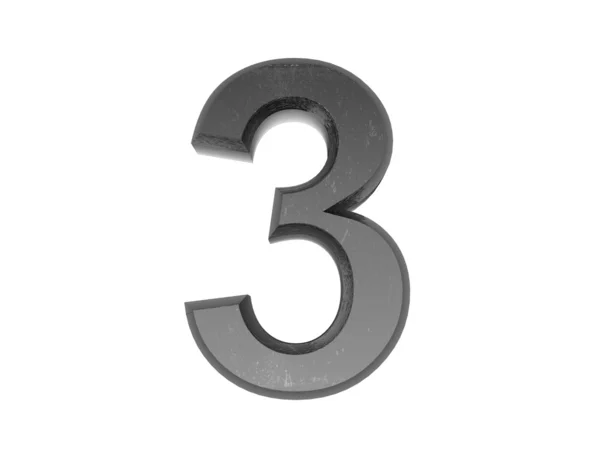 3d números de metal, em metal sobre um fundo isolado branco . — Fotografia de Stock
