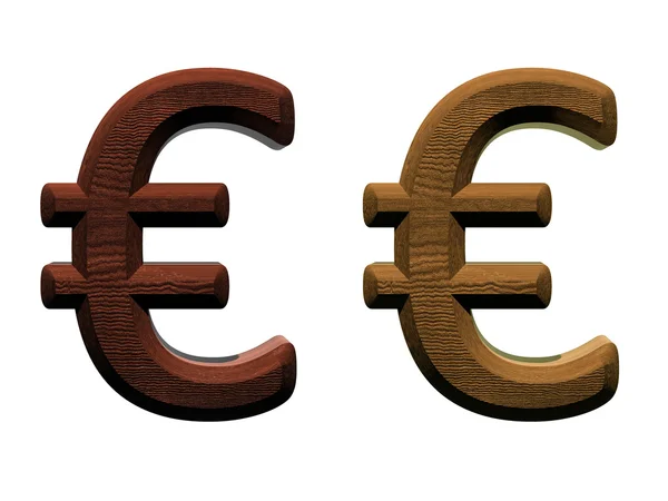 3D dřevěné euro mark počítač vytvořený vykreslování 3d Foto. — Stock fotografie