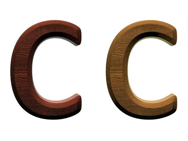 Una lettera di alfabeto di legno. Rendering di foto 3D generato dal computer . — Foto Stock