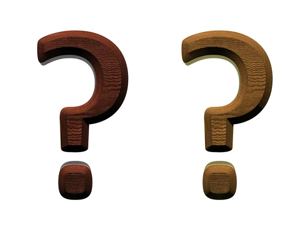 3d wooden question marks Computer generated 3D photo rendering. — Stock Photo, Image