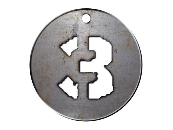 3d disco de metal de três números — Fotografia de Stock