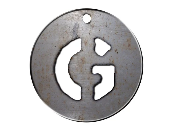 Metalik disk alfabesinde bir harf. — Stok fotoğraf
