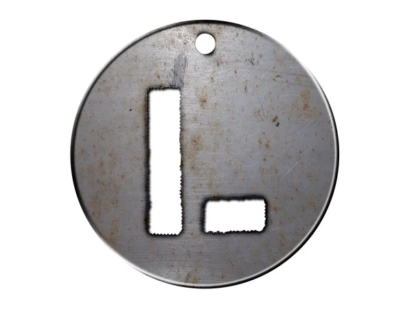 Одна буква алфавита металлического диска — стоковое фото