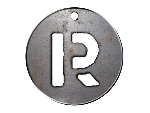 Jedno písmeno abecedy kovový disk — Stock fotografie