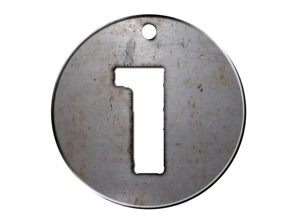 Трехмерный металлический диск один номер — стоковое фото