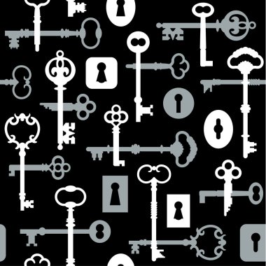 Skeleton Key-Lock Pattern_Black clipart