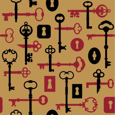 Skeleton Key-Lock Pattern_Gold clipart