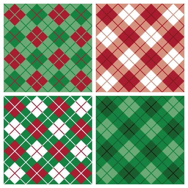 Argyle-rutigt mönster i rött och grönt — Stock vektor