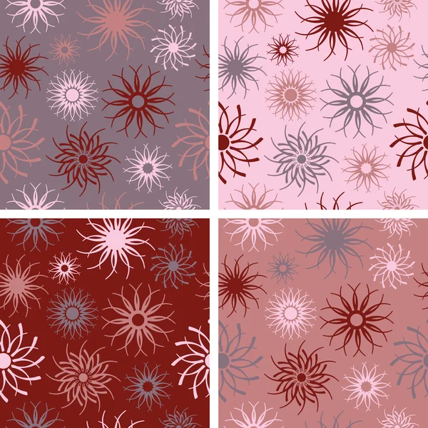 Sparkle Flower Pattern _ Rojo-Rosa — Archivo Imágenes Vectoriales