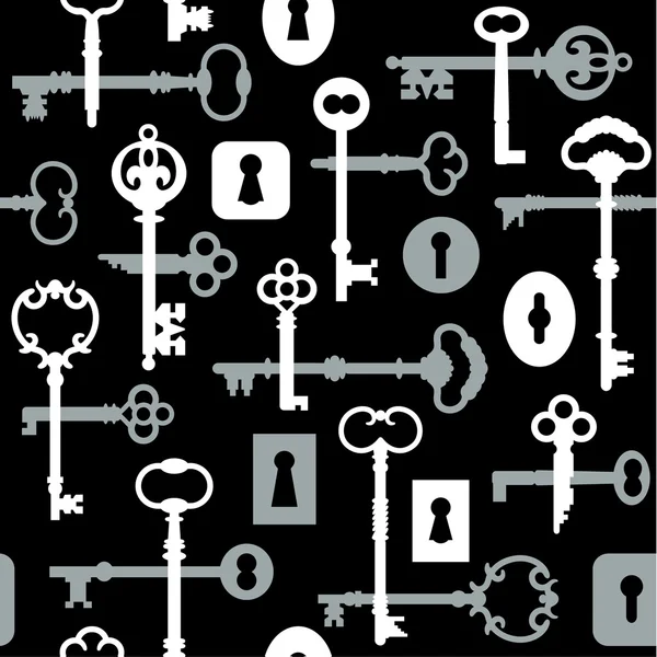 Skeleton Key-Lock Pattern _ Black — Image vectorielle