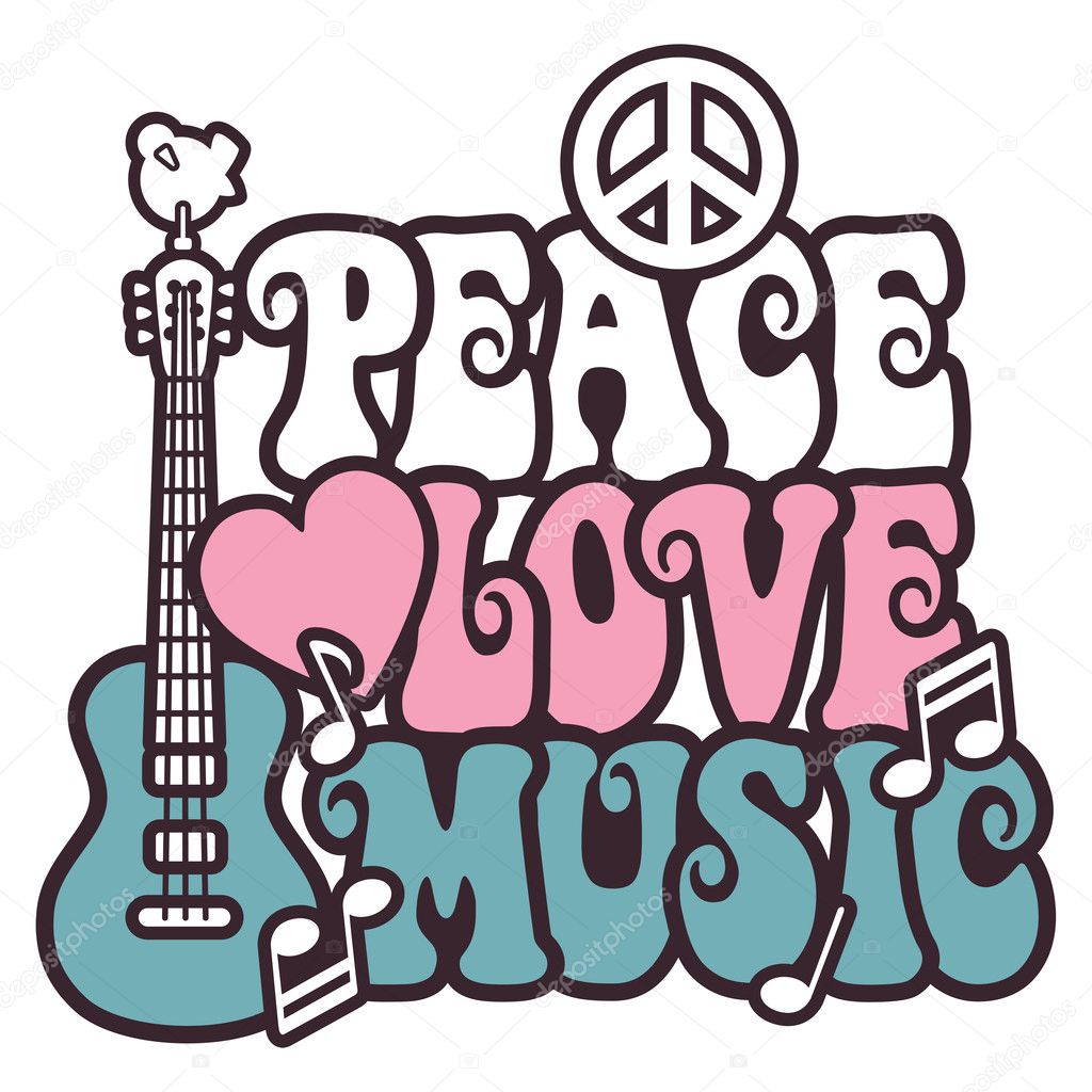 Peace-Love-Music in Pink and Blue