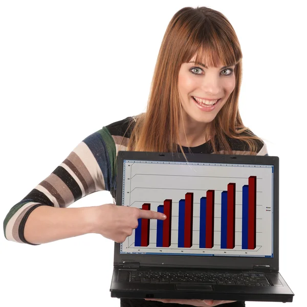 Young cute business woman with laptop Stock Photo